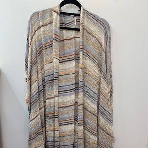 Knit kimono duster with tassels